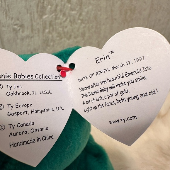Ty Beanie Baby- Erin the Emerald Green Bear - Picture 2 of 2